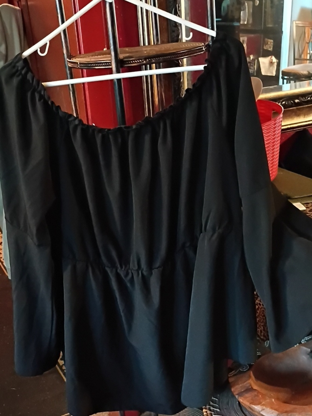 SHEIN Black Off-Shoulder Peplum Blouse